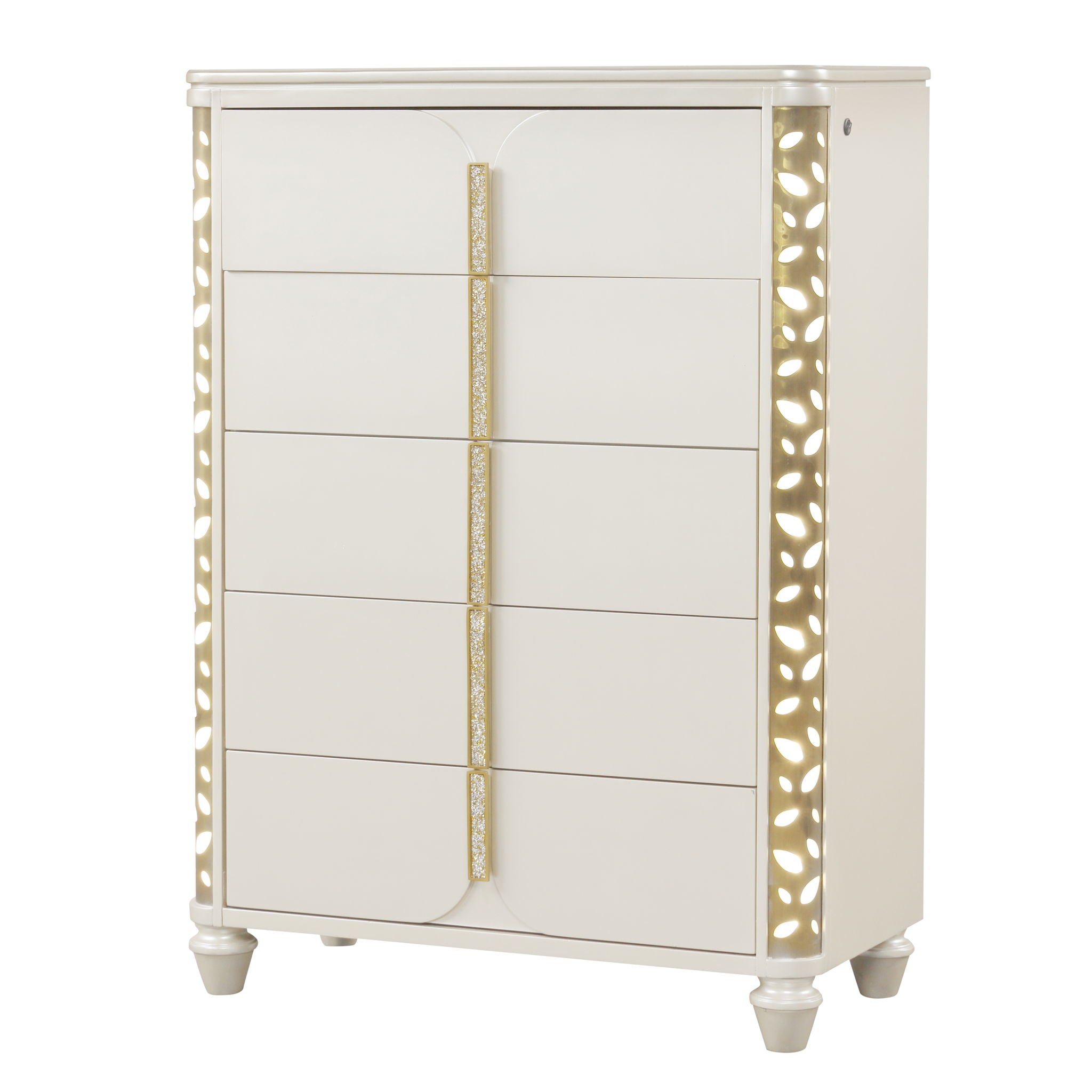 Cinderella - Chest With LED Accents And 5 Storage Drawers - Beige by HouseOfZazla