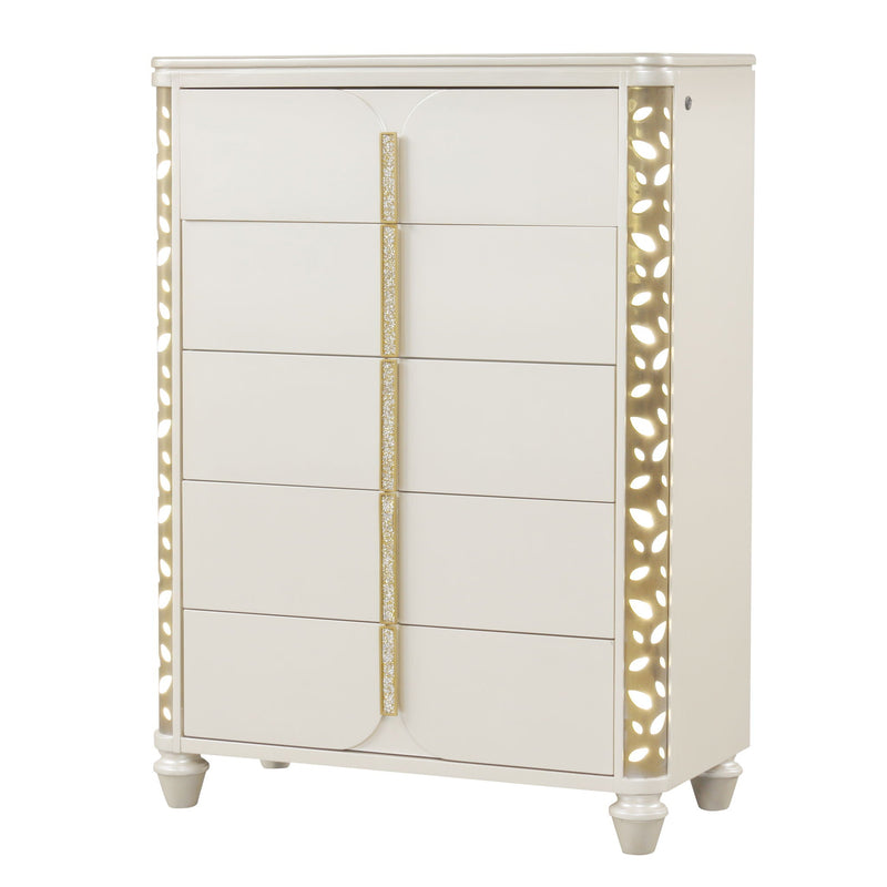 Cinderella - Chest With LED Accents And 5 Storage Drawers - Beige by HouseOfZazla
