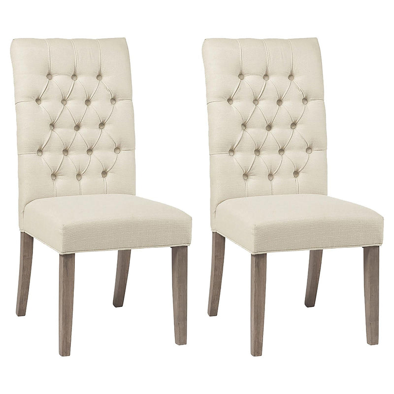 Tufted Back Parson Chairs (Set of 2) - Beige by HouseOfZazla