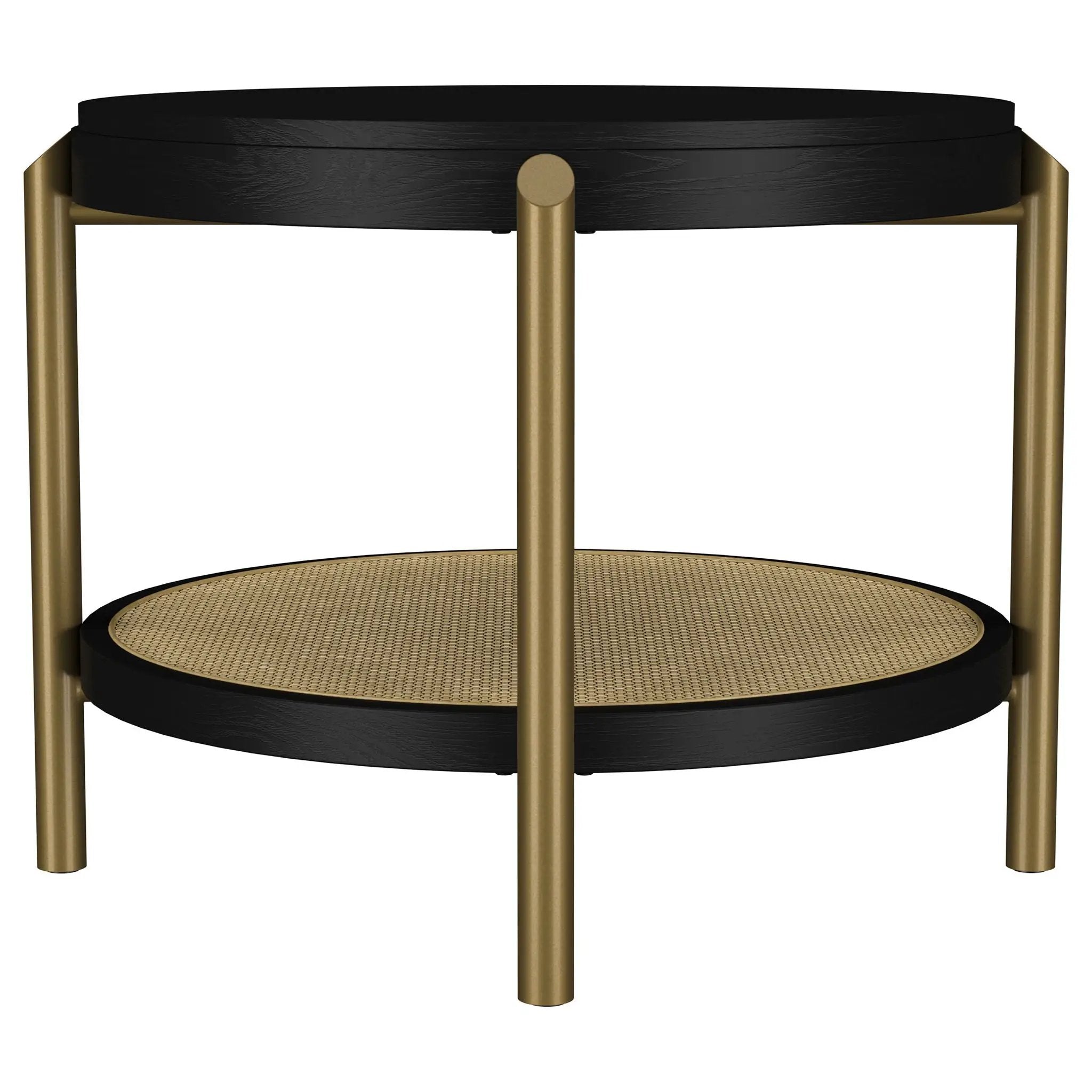 Arini Round End Side Table With Storage Shelf Black by Unique Piece Furniture