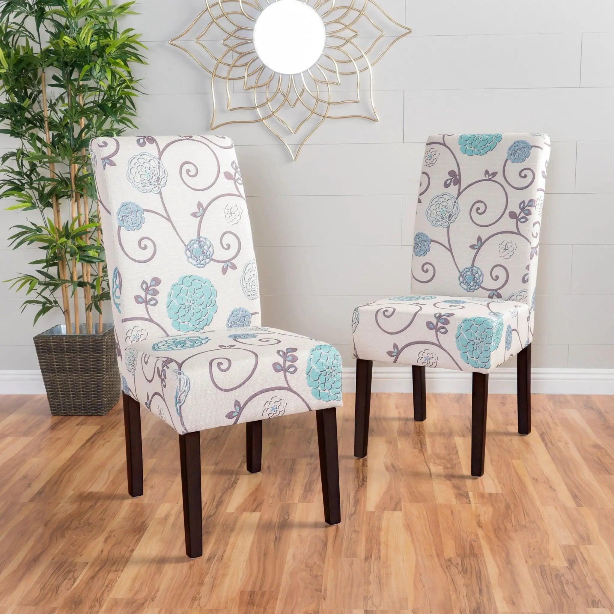 Contemporary Dining Chair Set With Rubberwood Legs - White / Blue by HouseOfZazla