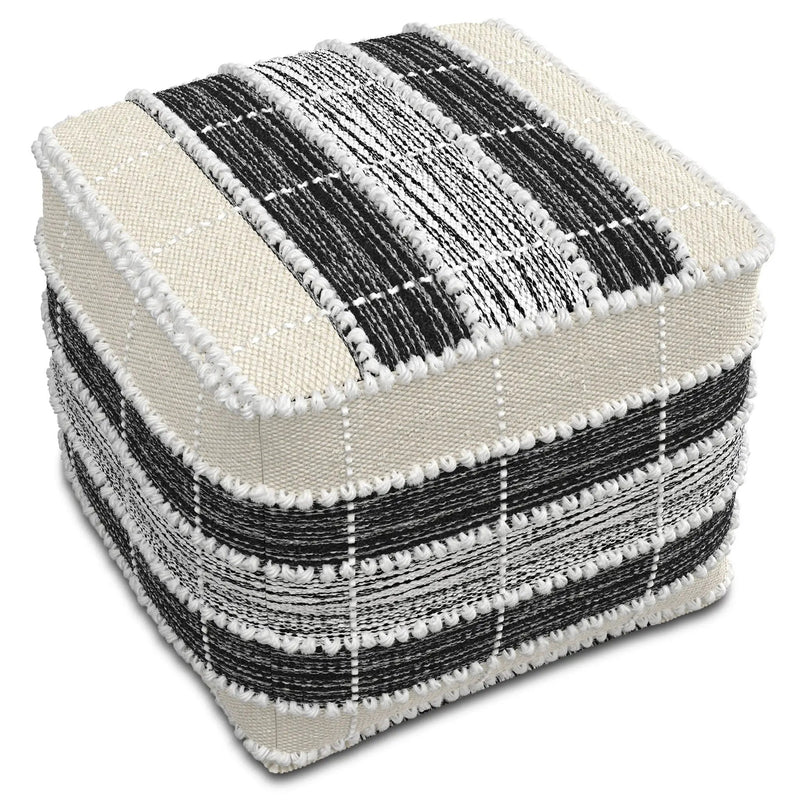 Barley - Square Pouf - White / Beige / Black by HouseOfZazla