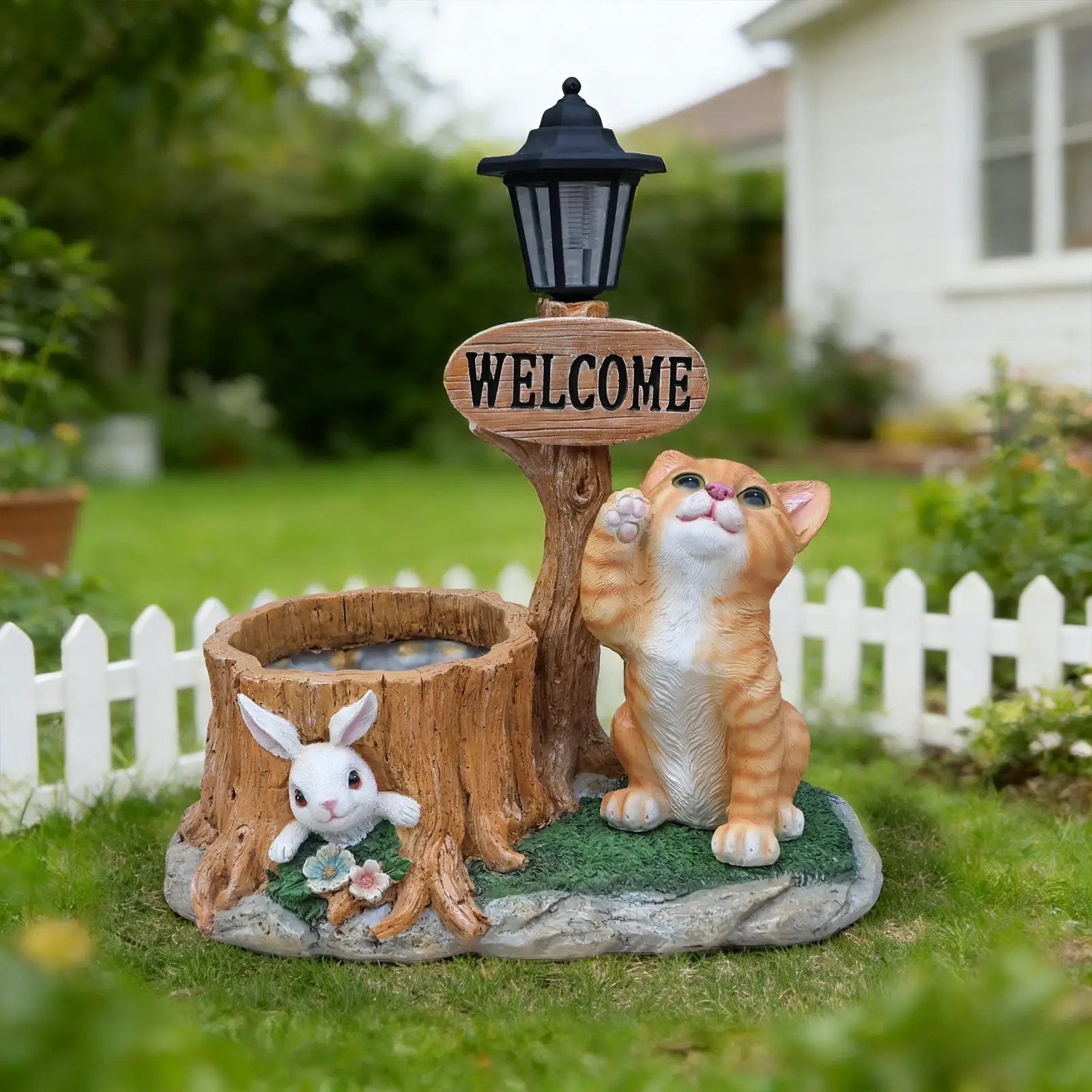 Cute Cat Planter Statue Garden Decor by HouseOfZazla