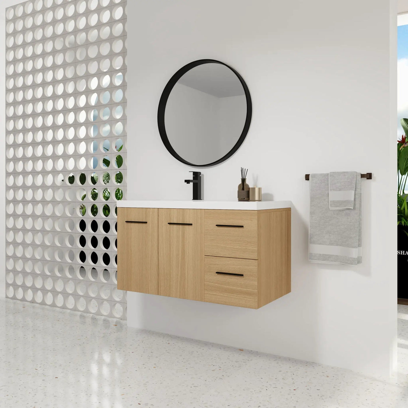 Wall Mounted Floating Bathroom Vanity With Sink, Door & Drawers Modular Cabinet by Unique Piece Furniture
