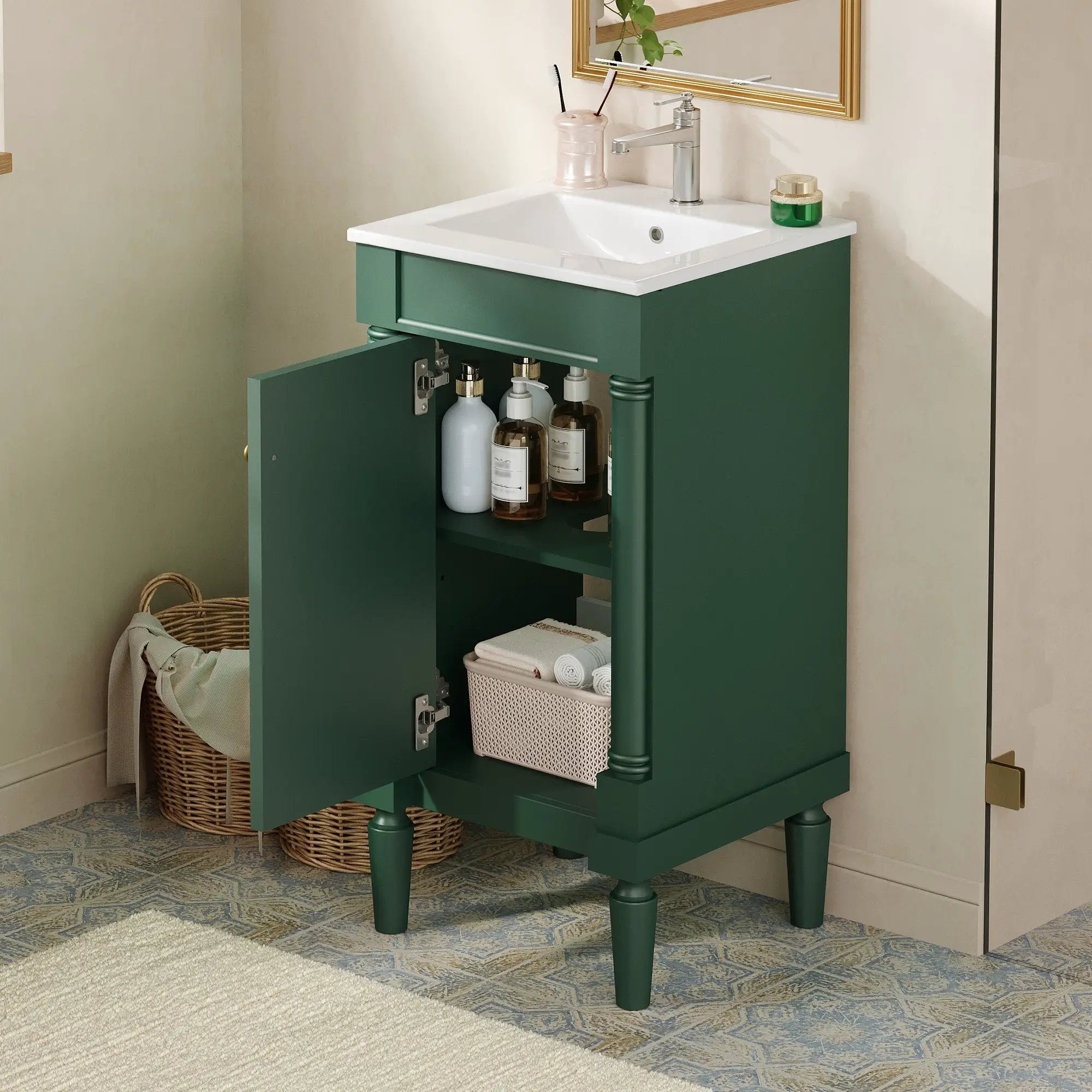 18" French Style Bathroom Cabinet with Storage by HouseOfZazla