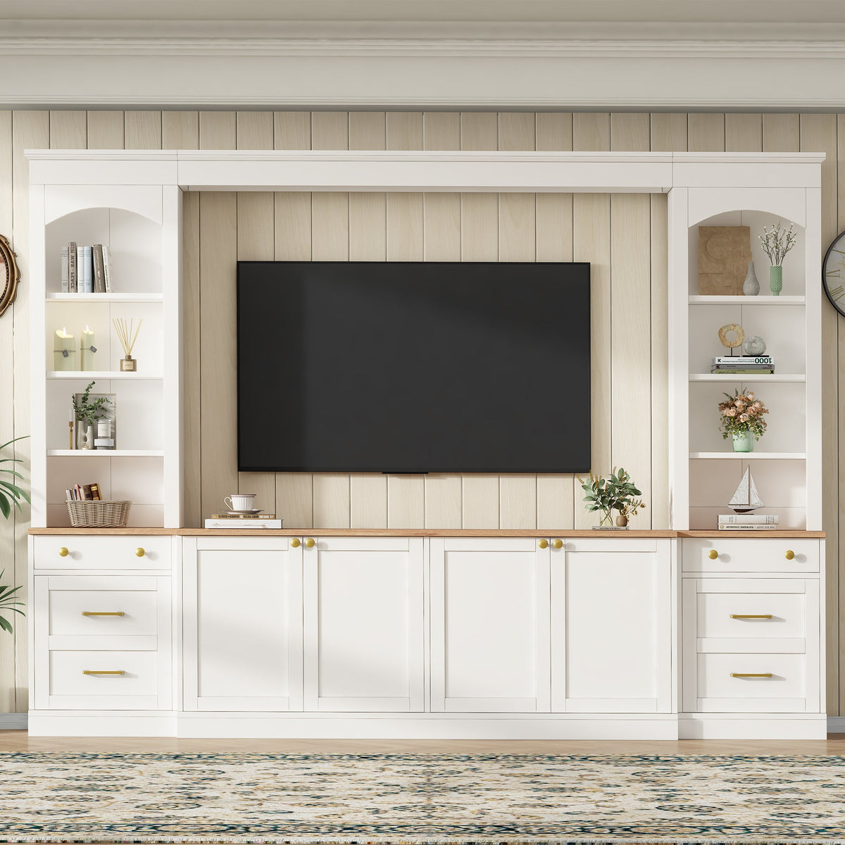 Farmhouse Arched Entertainment Center Wall Unit, photo 2 of 10