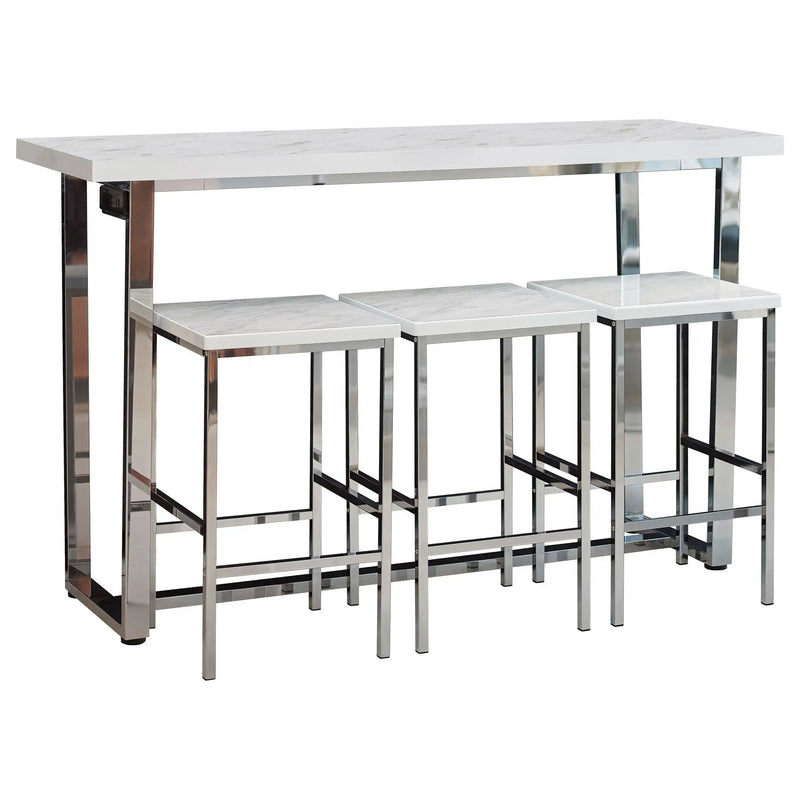Marmot 4-piece Rectangular Counter Height Table Set Chrome by Unique Piece Furniture