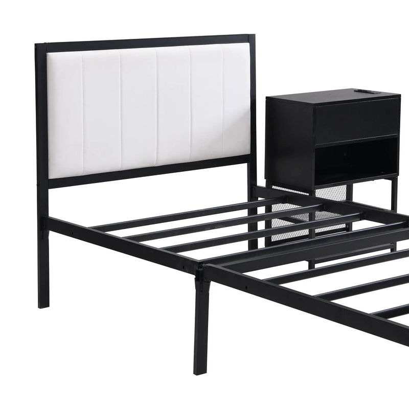 Platform Bed With 2 Tier Storage Shelves, Storage Cabinet by HouseOfZazla