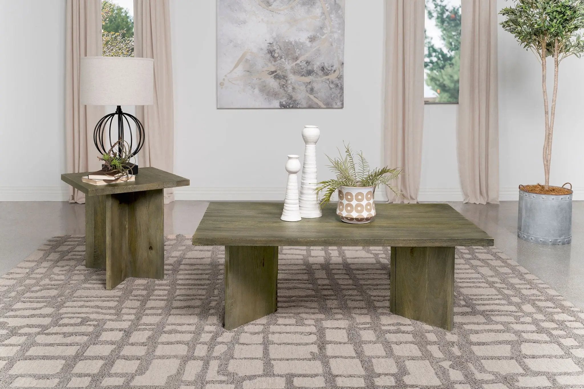 Andando Square Solid Wood End Table Mango Brown by Unique Piece Furniture