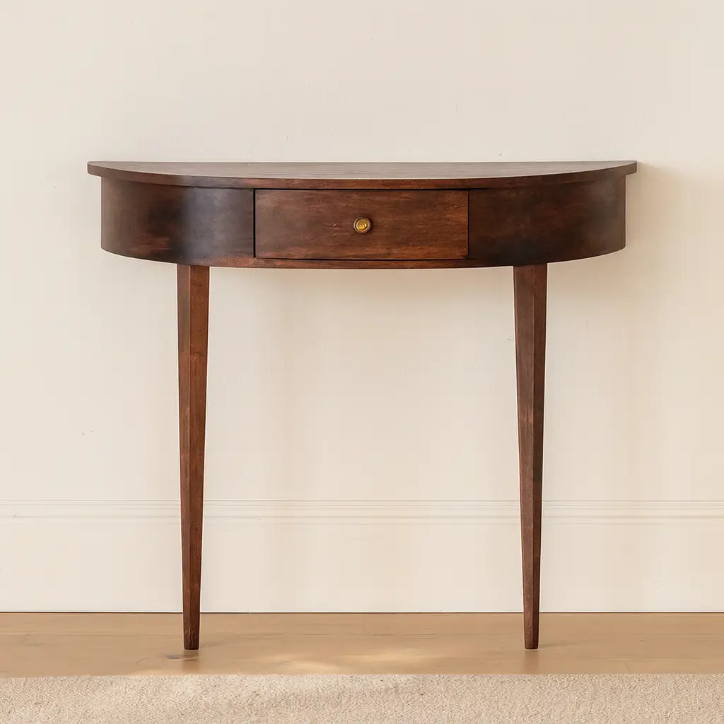 Solid Wood Backless Mounted Console, 1-Drawer, Chestnut by HouseOfZazla