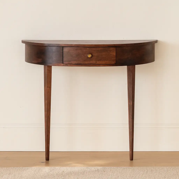 Solid Wood Backless Mounted Console, 1-Drawer, Chestnut