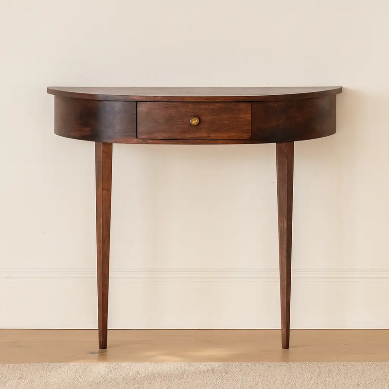 Solid Wood Backless Mounted Console, 1-Drawer, Chestnut by HouseOfZazla