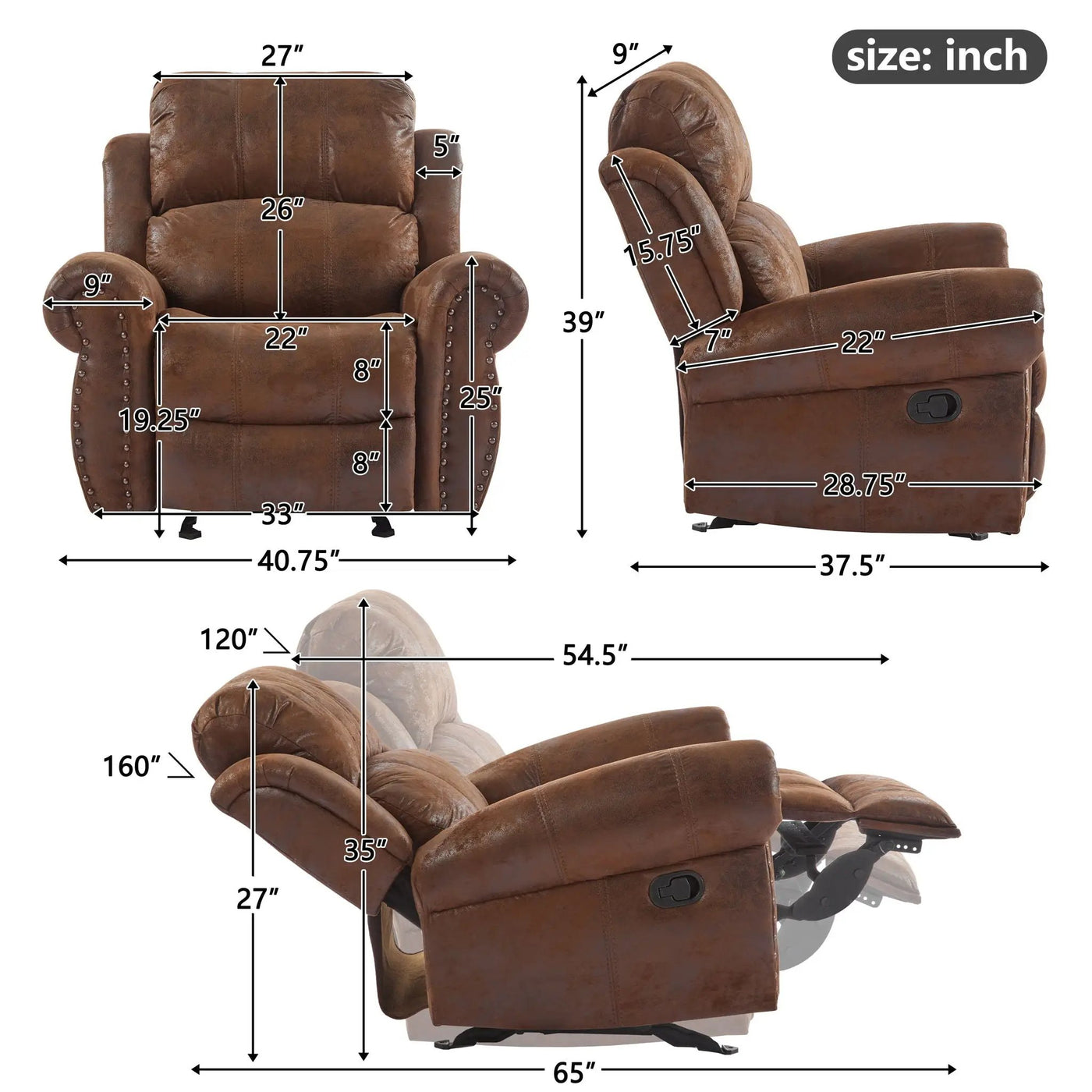 Wide Standard Manual Glider Recliner by Unique Piece Furniture