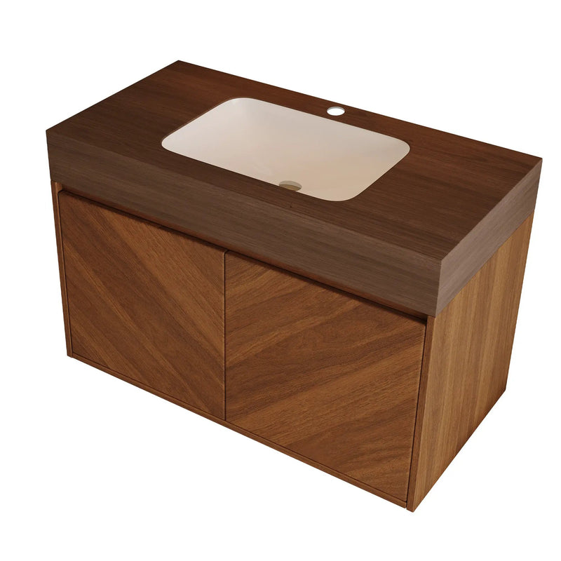 30" Modern Wall-Mounted Bathroom Vanity with Ceramic Sink by HouseOfZazla