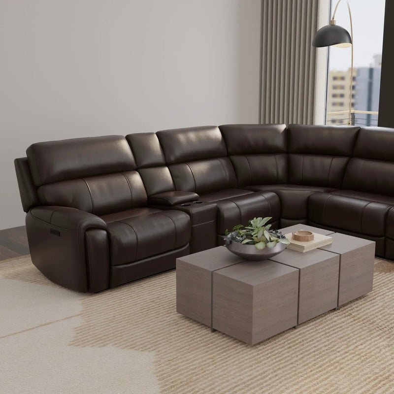Brazil - Power Sectional With Adjustable Headrest & Footrest - Dark Brown by Unique Piece Furniture
