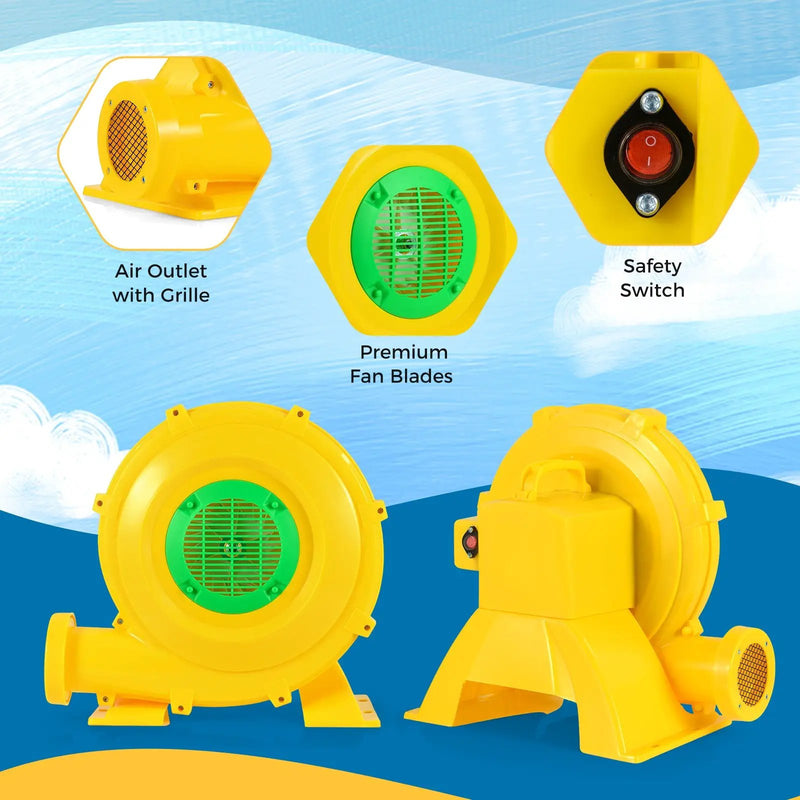 980W Bounce House Blower 1.31 HP Portable Air Pump Fan with Handle and Ground Stakes by DirectDeals