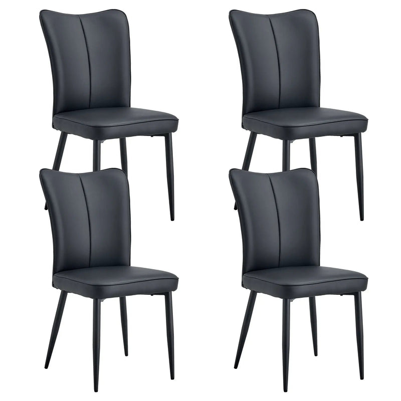 Modern Chair Set 4 Pieces With Vertical Backrest Design For Kitchen And Living Rooms - Black by HouseOfZazla