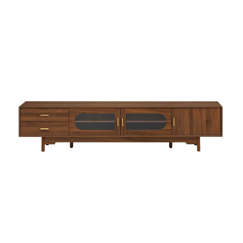 Modern TV Stand With Fluted Glass Doors & 2 Drawers by HouseOfZazla