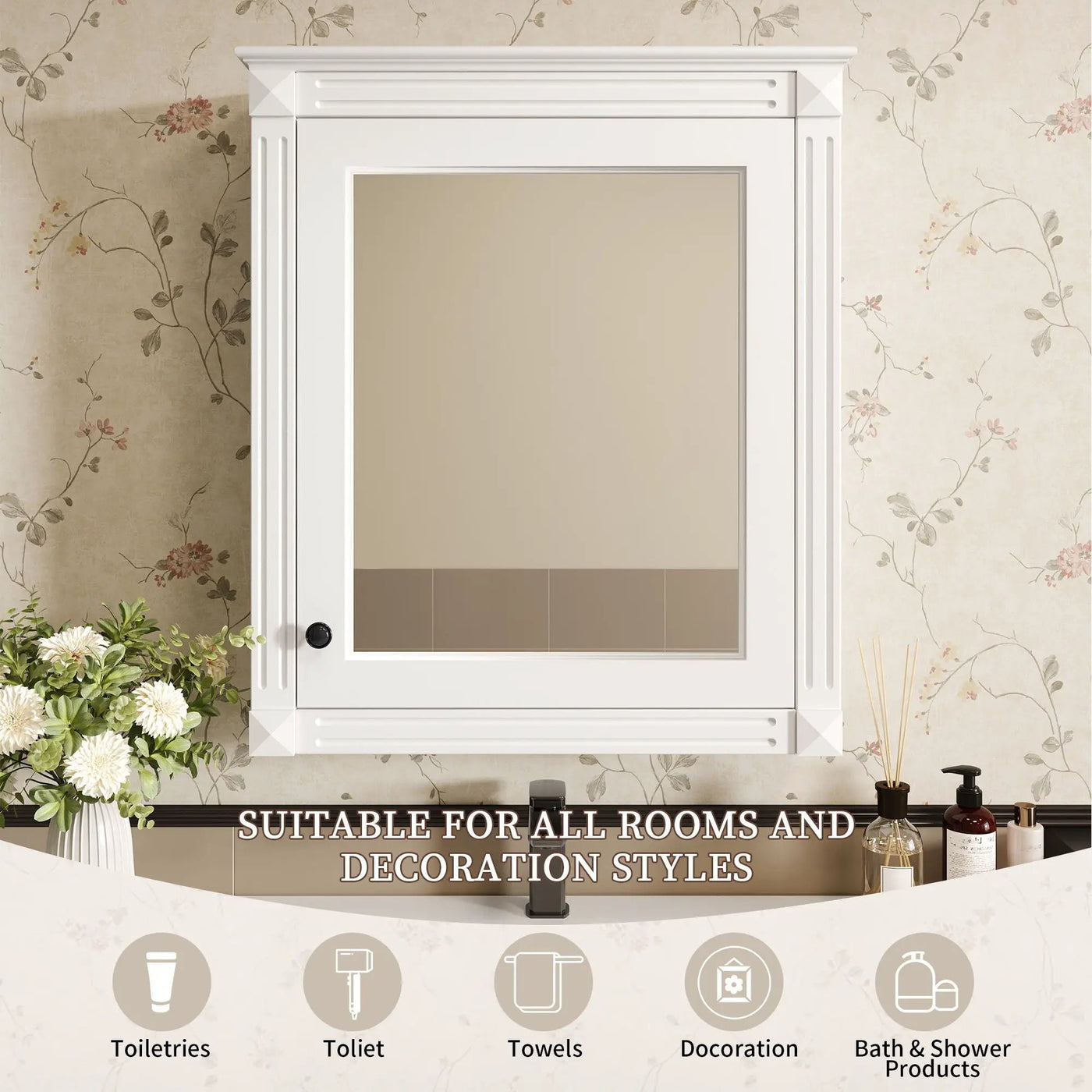 Wall Mounted Bathroom Storage Cabinet With Mirror, Medicine Cabinet With Height Adjustable Shelf by HouseOfZazla
