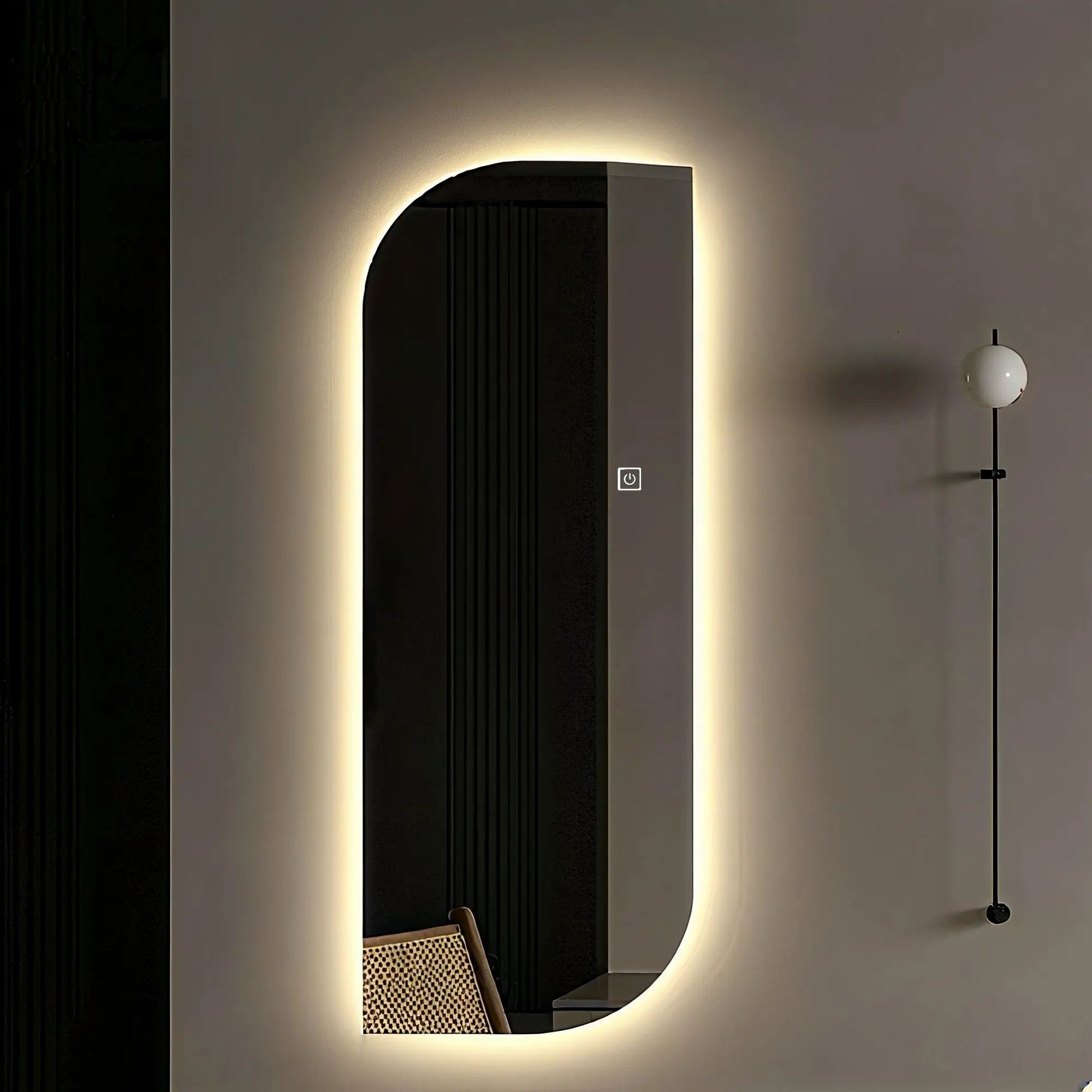 Irregular Shape LED Full Length Wall Mirror With 3 Color Dimmable Lighting - Silver by HouseOfZazla