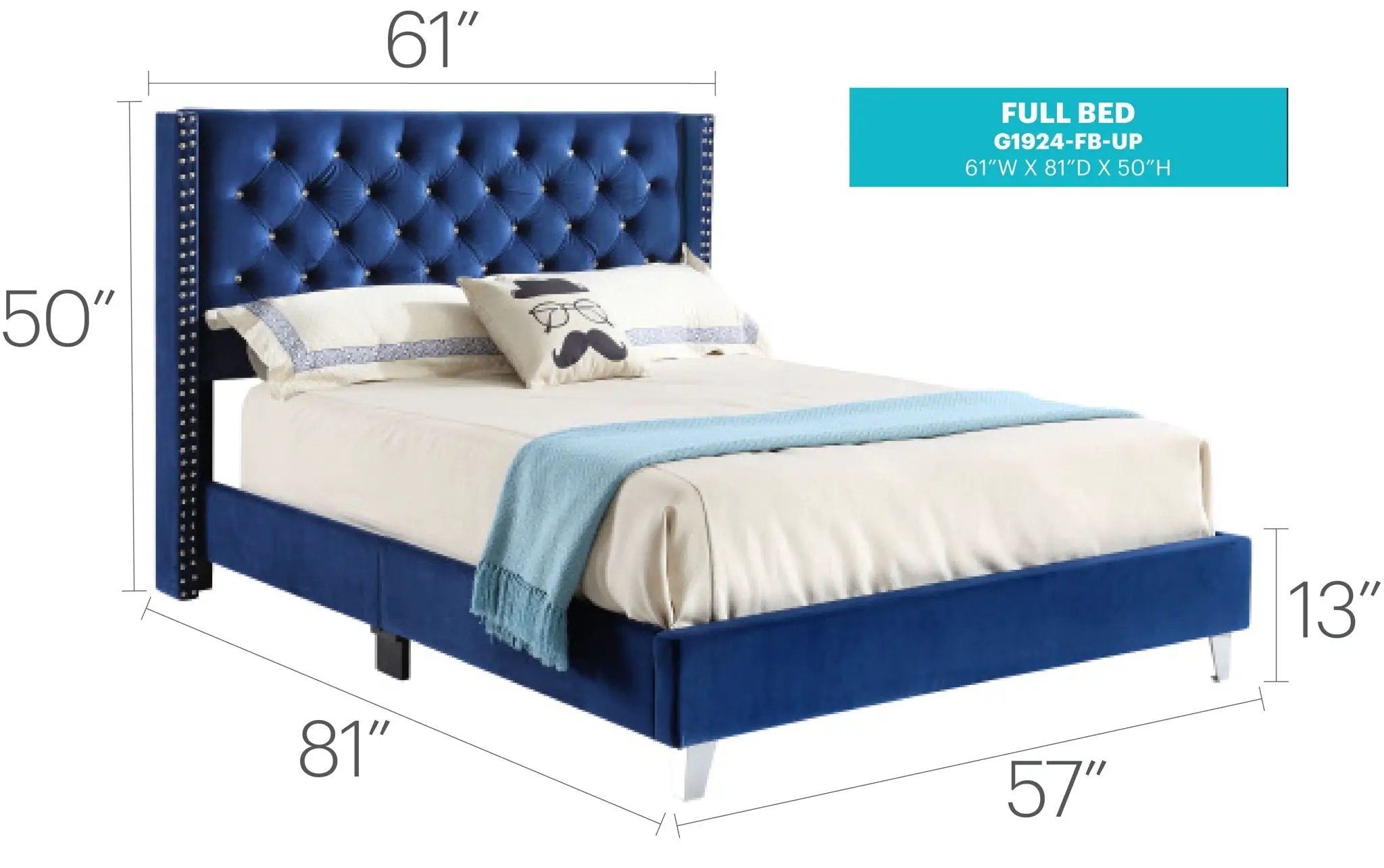 Upholstered Nailhead Trim Chic Bed by Unique Piece Furniture