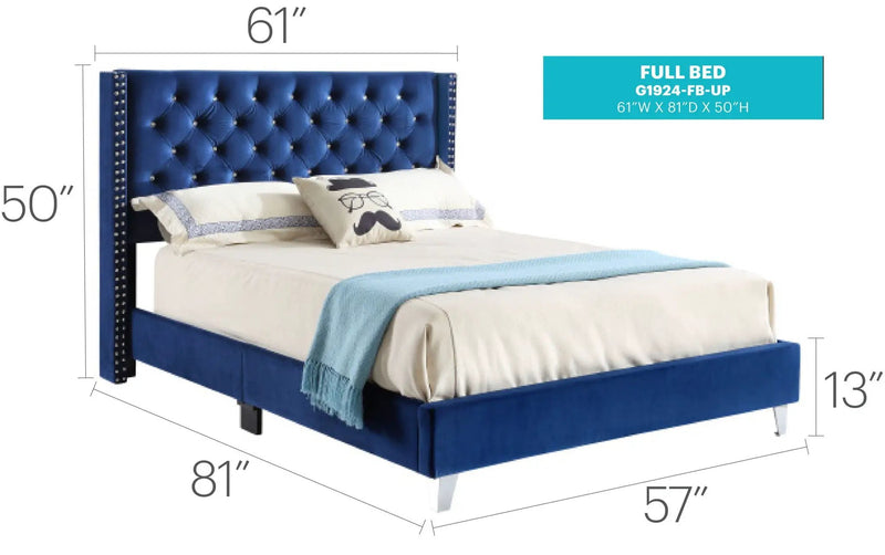 Upholstered Nailhead Trim Chic Bed by Unique Piece Furniture