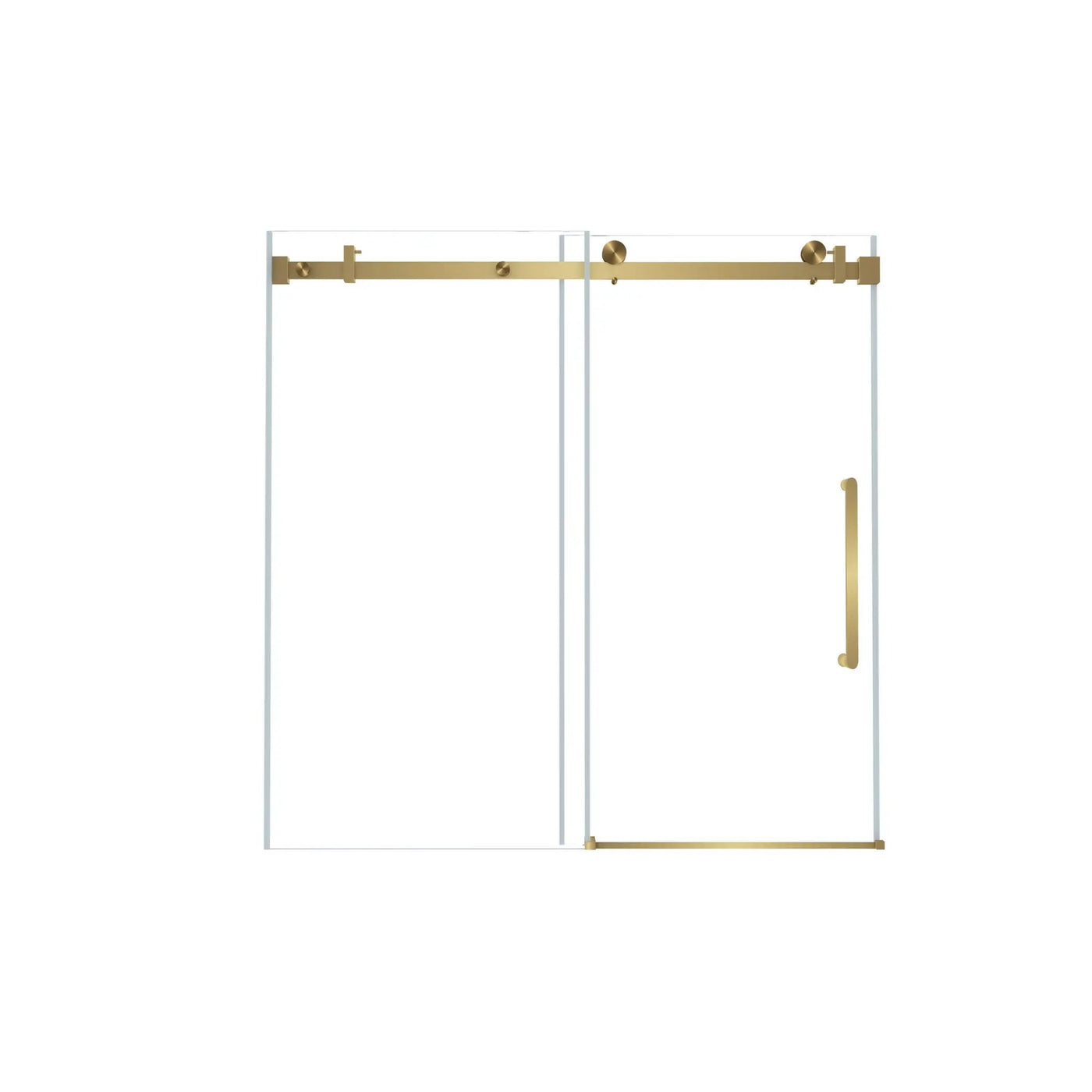 Frameless Single Sliding Shower Door With Handle And Square Tube Track by HouseOfZazla