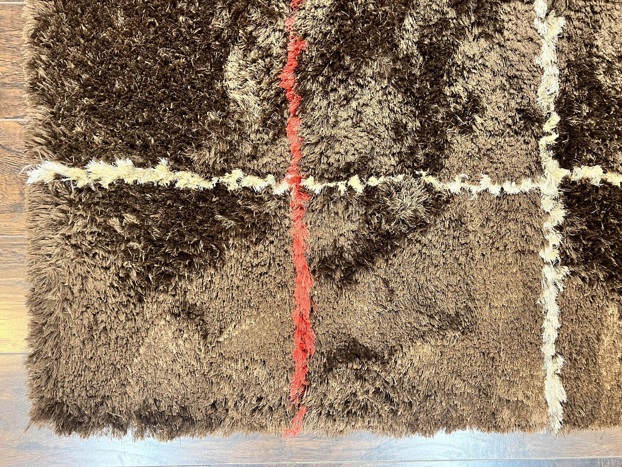 Shag Rug 6x8, Brown, Panel Design by Jewel Rugs