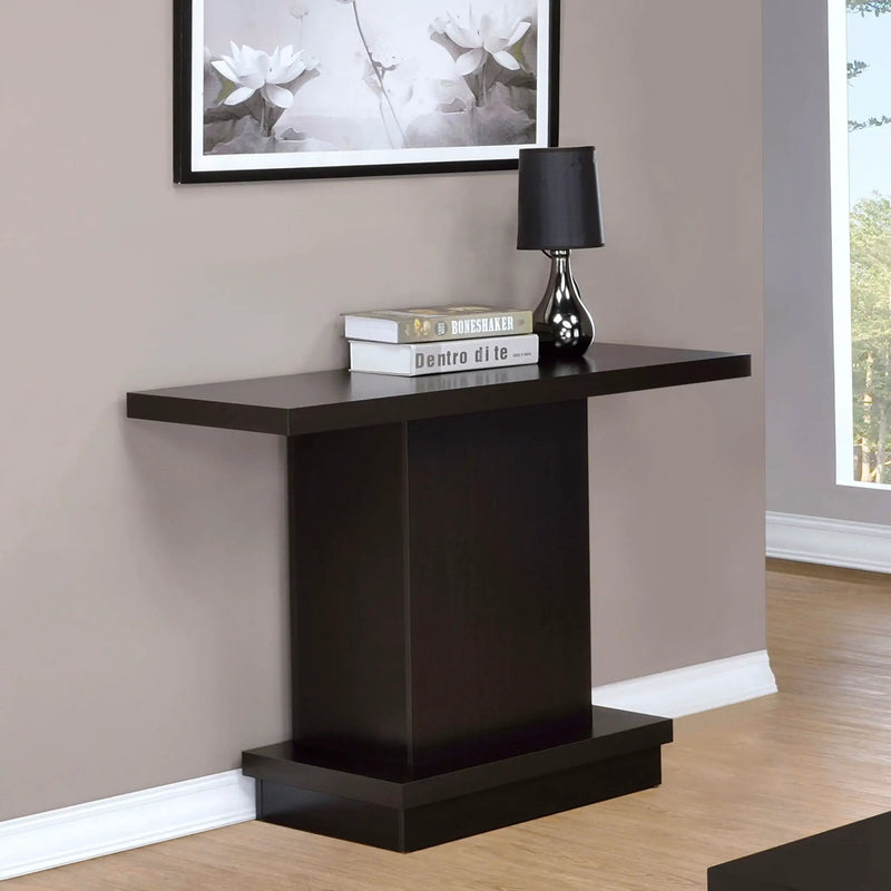 Reston Engineered Wood Pedestal Console Table Cappuccino by Unique Piece Furniture