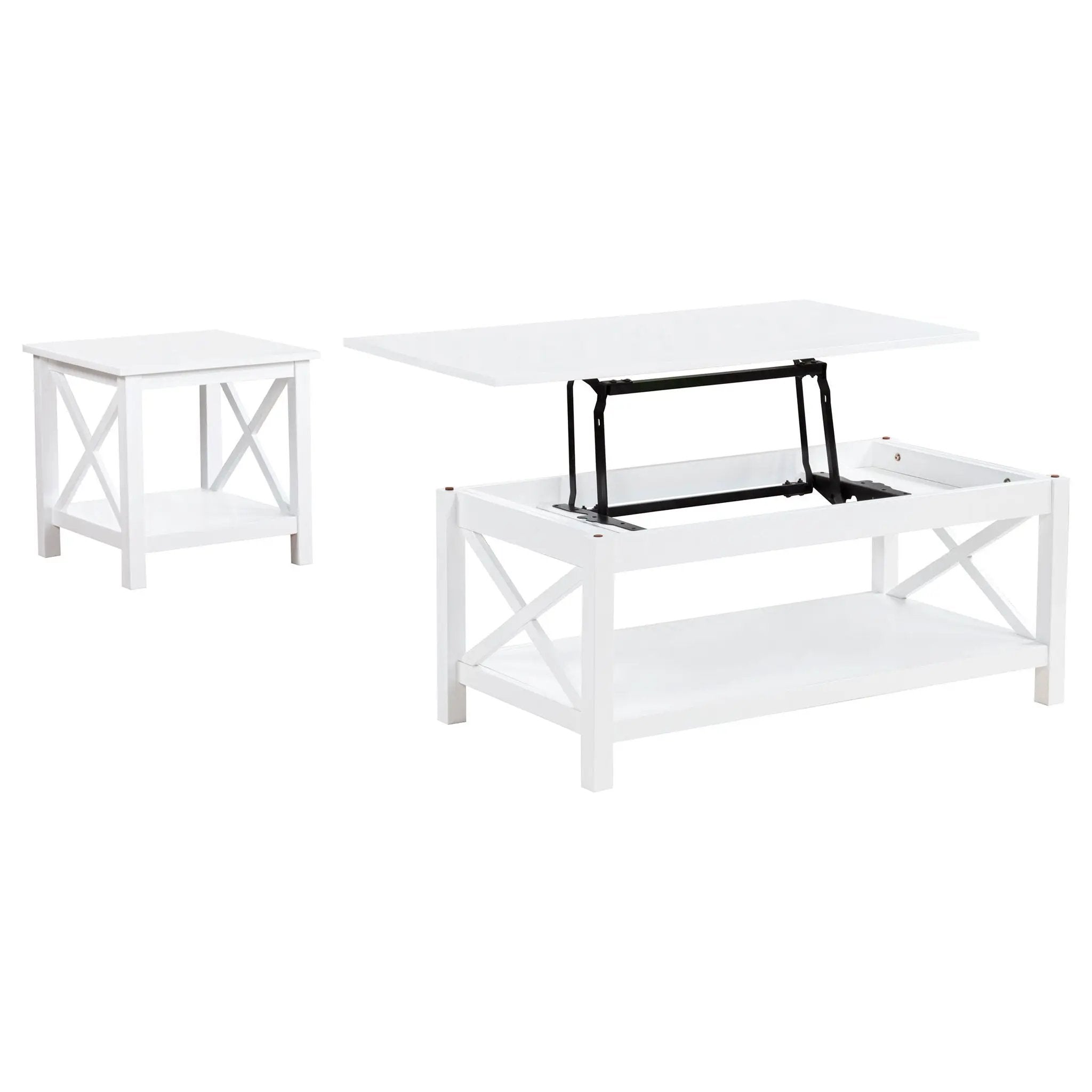 Skyview 2-piece Rectangular Lift Top Coffee Table Set White by Unique Piece Furniture