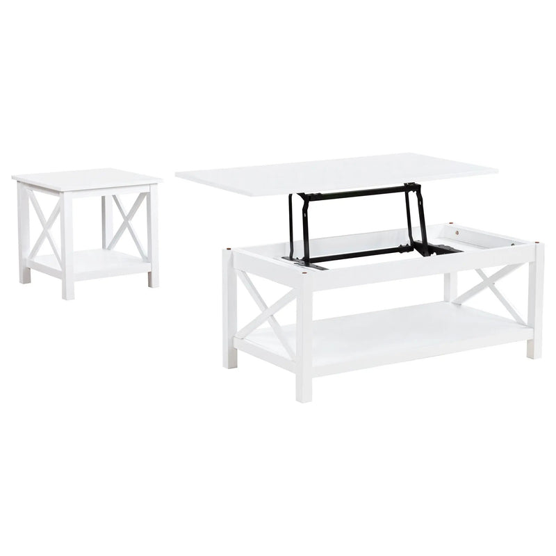 Skyview 2-piece Rectangular Lift Top Coffee Table Set White by Unique Piece Furniture