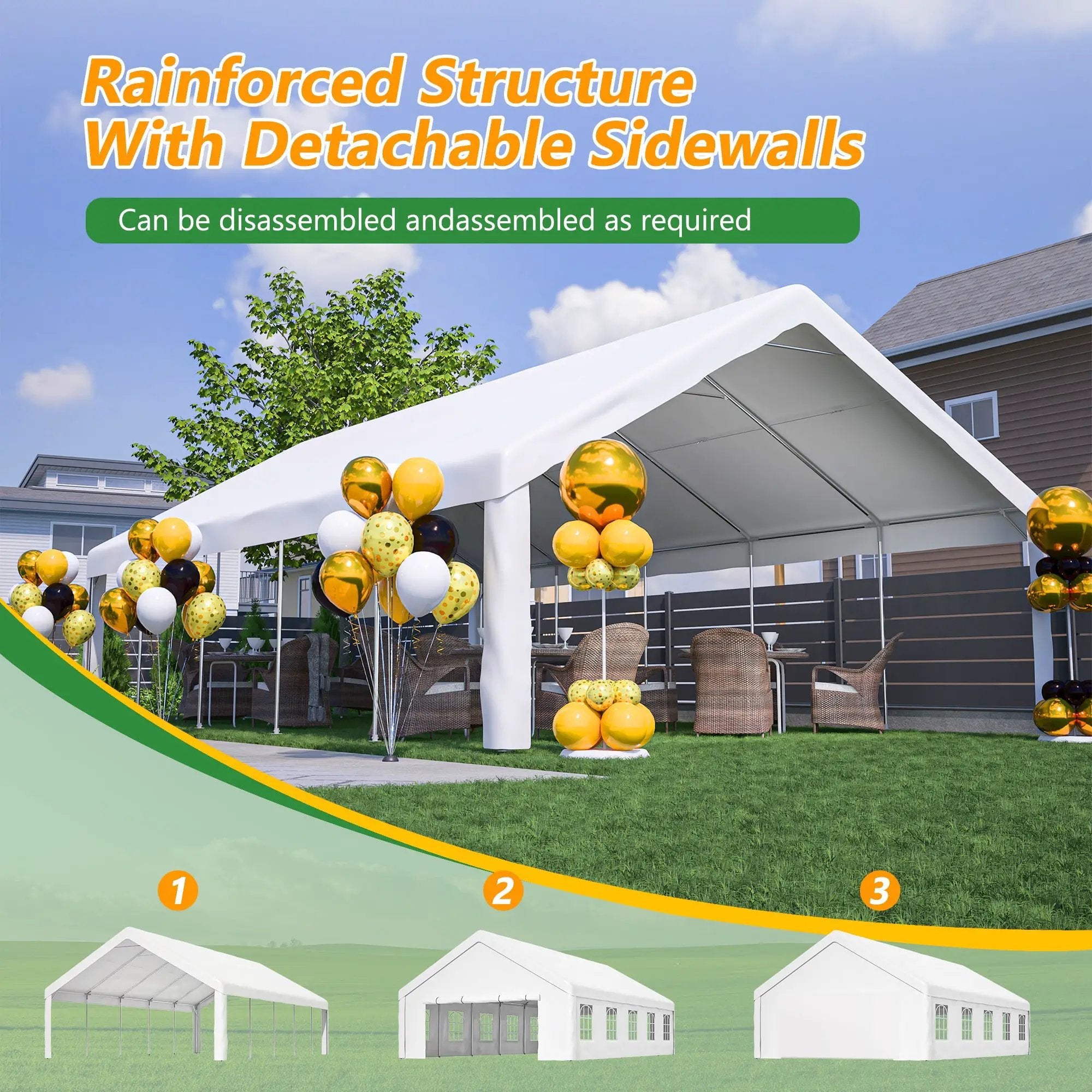 20x32 FT Party Tent with 3 Storage Bags & Removable Sidewalls by HouseOfZazla