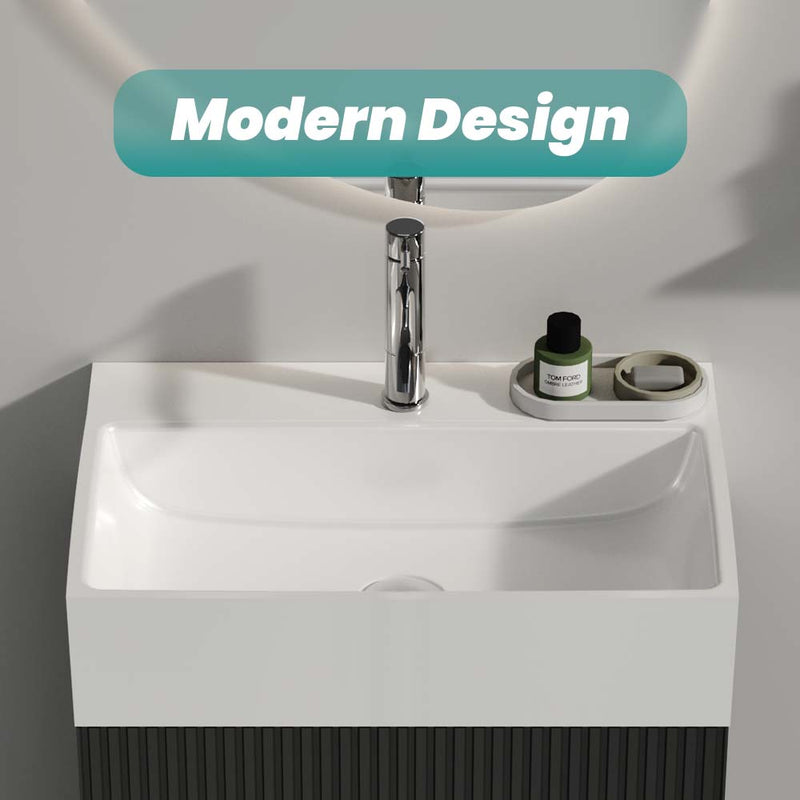 BB15-20Y-301 20"x14" Integrated Ceramic Bathroom Vanity Sink by HouseOfZazla