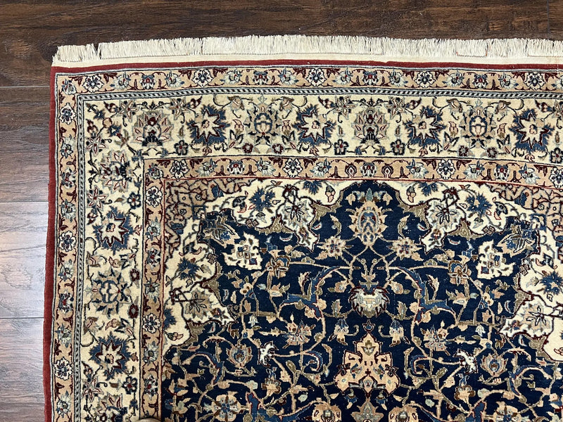 Super Fine Persian Nain Rug 3.6 x 5.4, Navy Blue and Ivory, 700 KPSI by Jewel Rugs