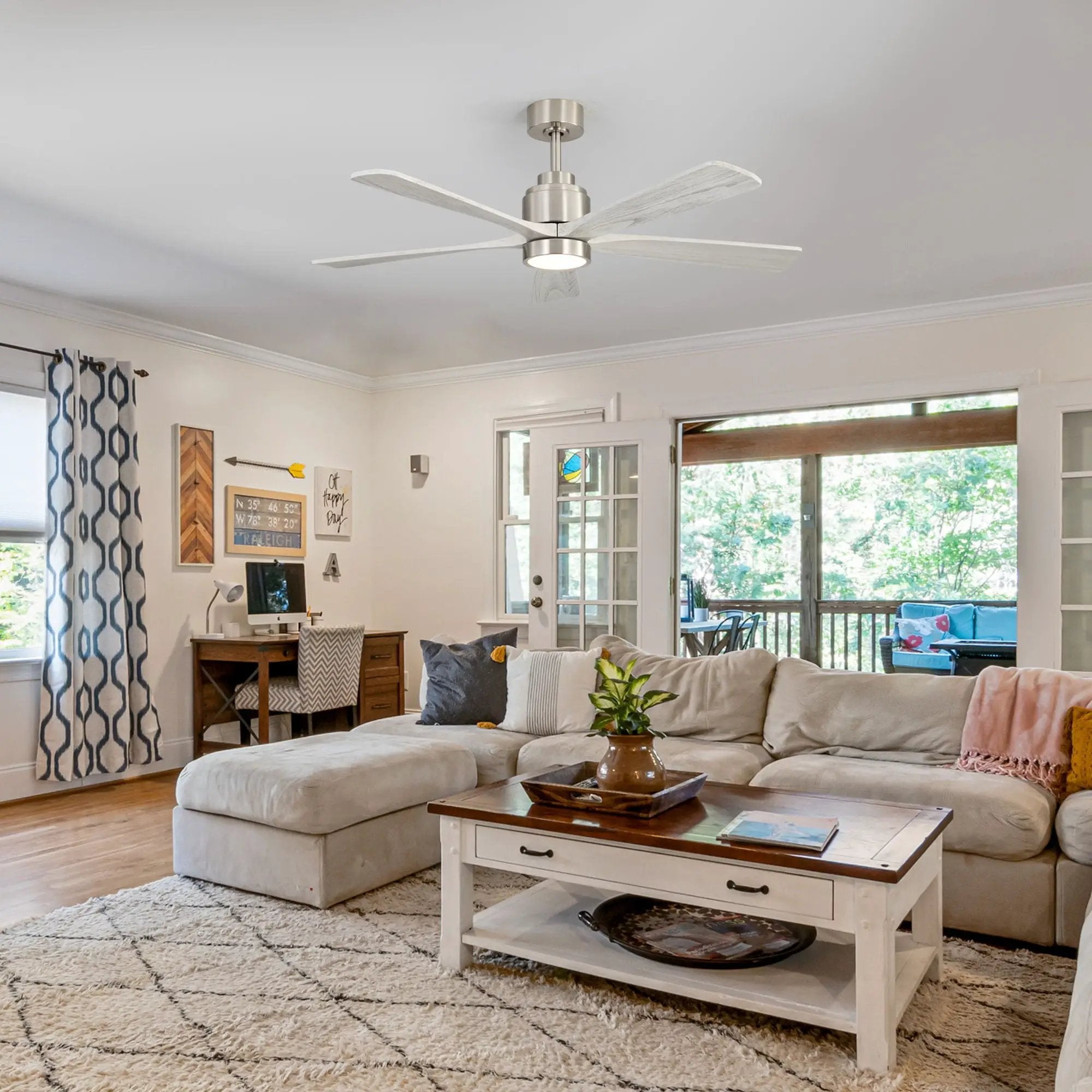 Ultra Quiet Reversible Ceiling Fan With Light Dimmable LED For Large Room - Brushed Nickel by Unique Piece Furniture