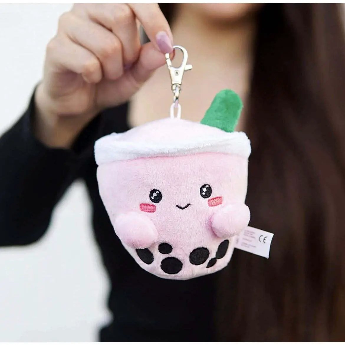 ABC Boba Tea Plush Pink Berry Cute Stuffed Animal Toy for Wallet, Backpack or Purse 5" by Selzalot