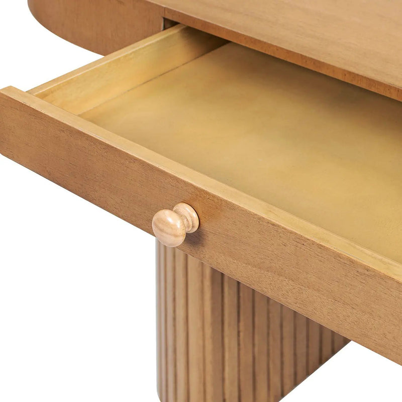 Jesse - Single Drawer Fluted Oval Console Desk - Honey Brown by HouseOfZazla
