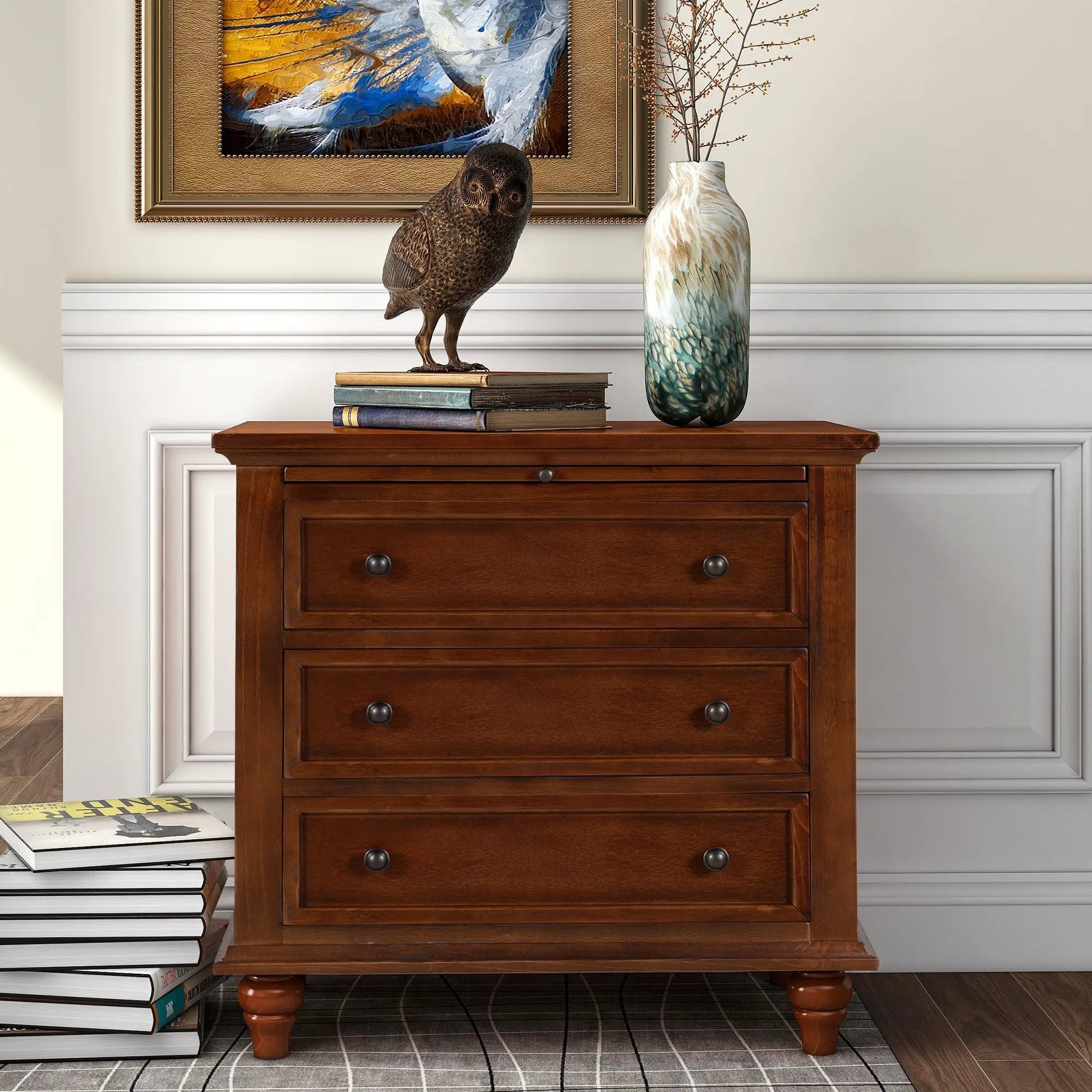 U_STYLE 27.6'' Nightstand with Pine Wood Veneer by HouseOfZazla