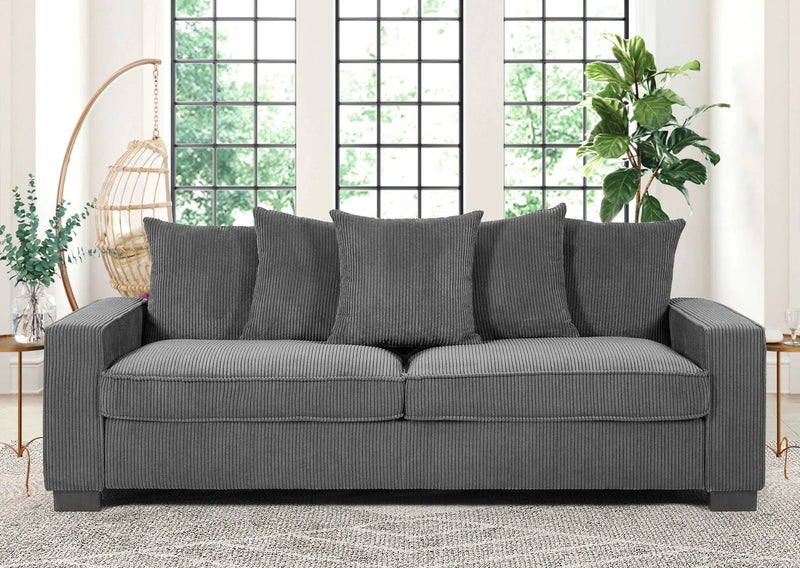 Luxe Sofa With 5 Matching Toss Pillows, Sleek Design, Spacious And Comfortable 3 Seater Couch by HouseOfZazla