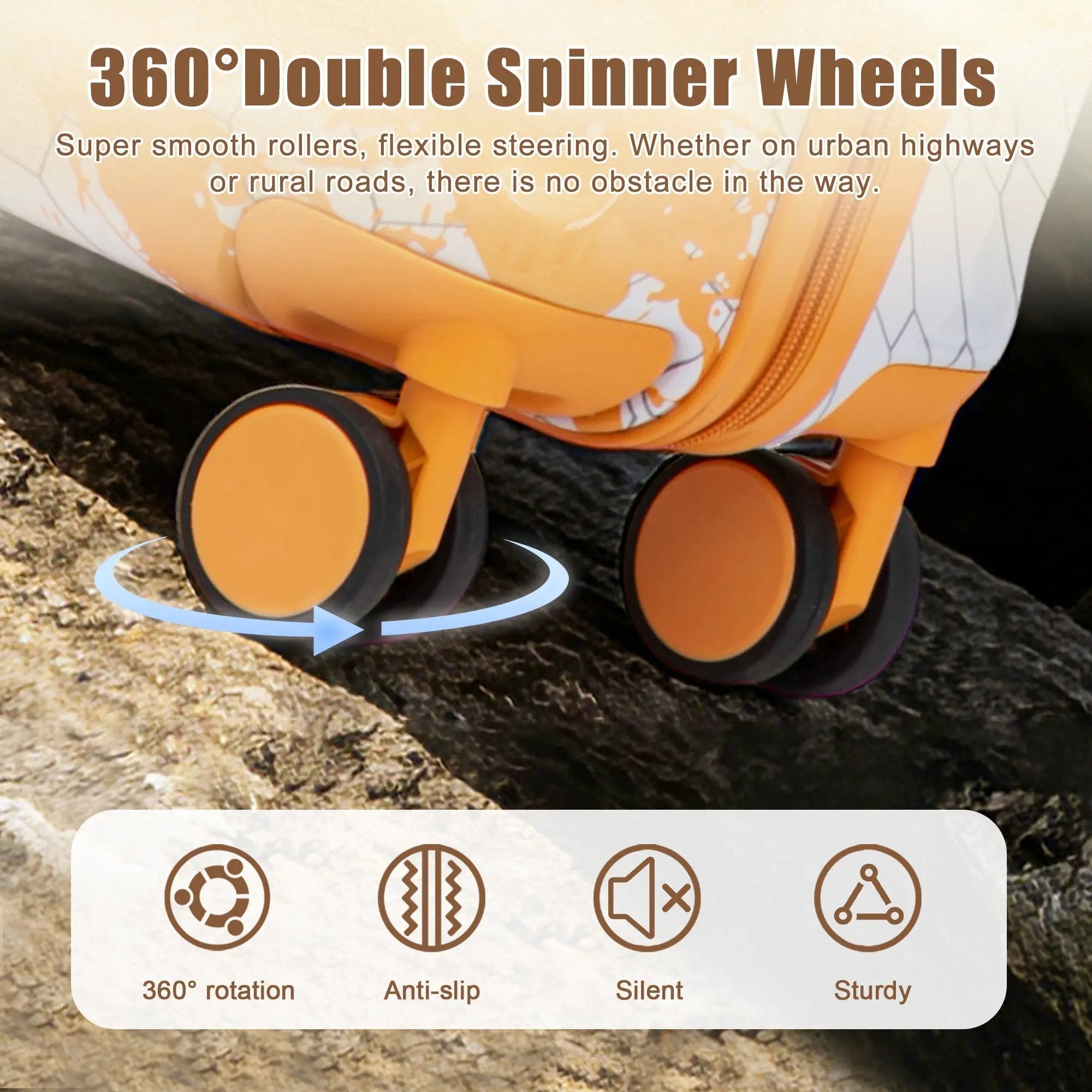 20 Inch PC Spinner Wheel Luggage, Carry-On Suitcase - Orange by HouseOfZazla
