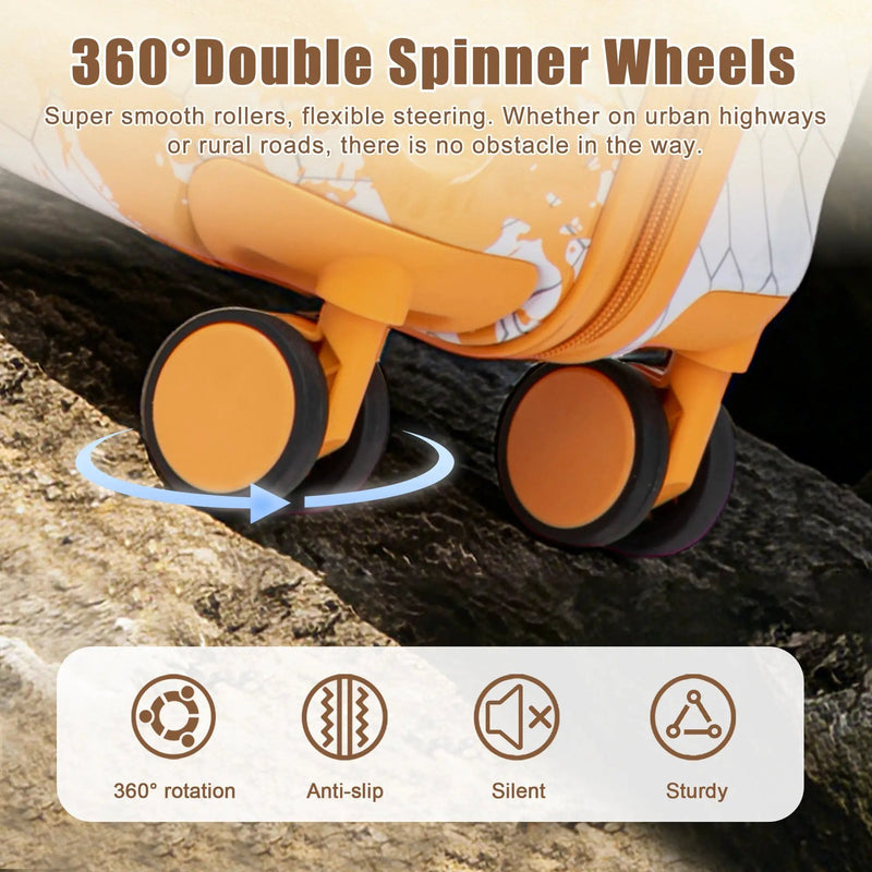 20 Inch PC Spinner Wheel Luggage, Carry-On Suitcase - Orange by HouseOfZazla