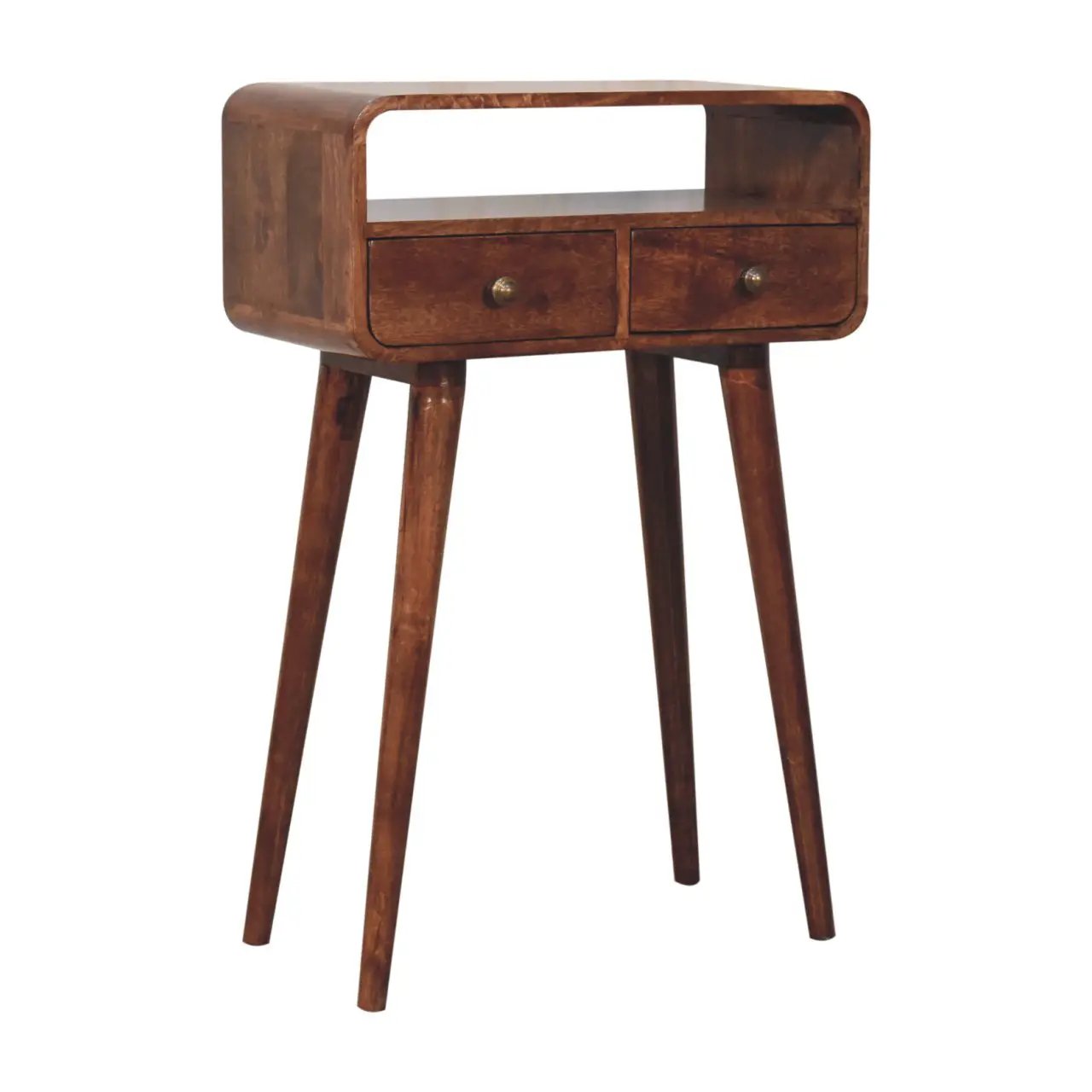 Solid Wood Mini Curved Honey Console Table by HouseOfZazla