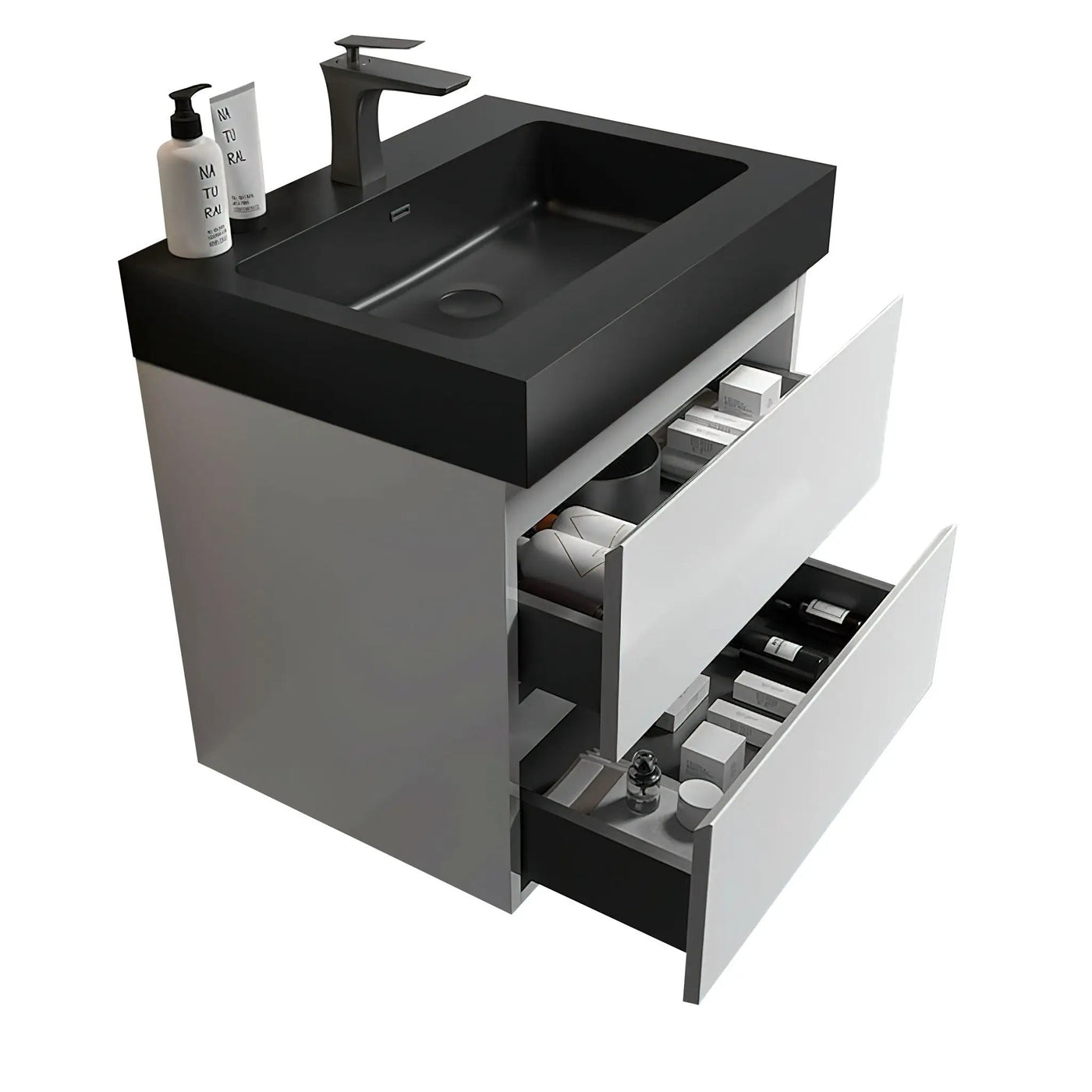 Alice - Bathroom Vanity With Large Storage, Sink Wall Mounted Floating Bathroom Vanity For Modern Bathroom, One-Piece Sink Basin Without Drain And Faucet by HouseOfZazla