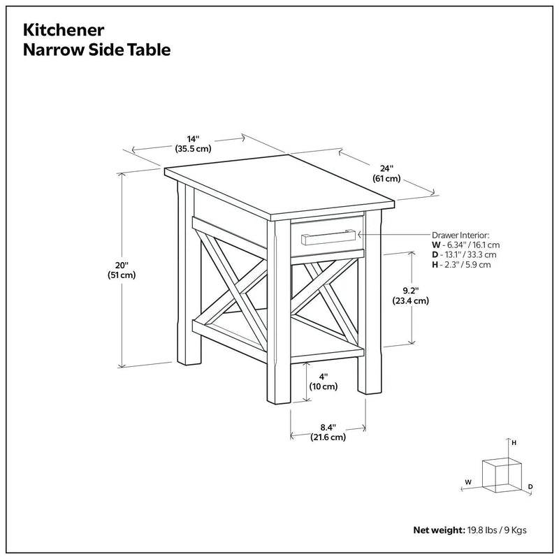 Kitchener - Narrow Side Table - Warm Walnut Brown by Unique Piece Furniture