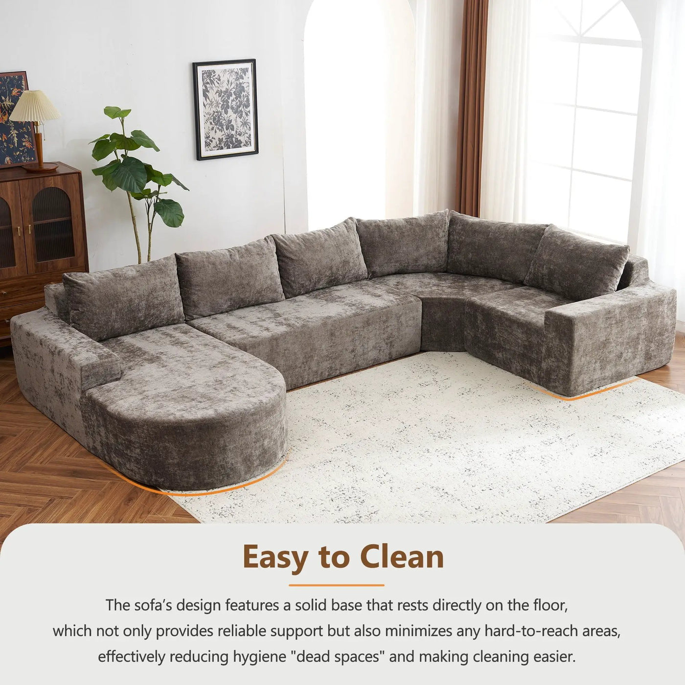 U-Shaped Oversized Modular Cloud Sectional Sofa With Deep Seat For Living Room by HouseOfZazla
