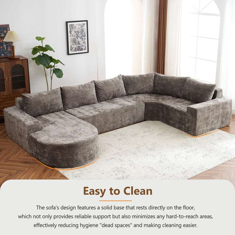 U-Shaped Oversized Modular Cloud Sectional Sofa With Deep Seat For Living Room by HouseOfZazla