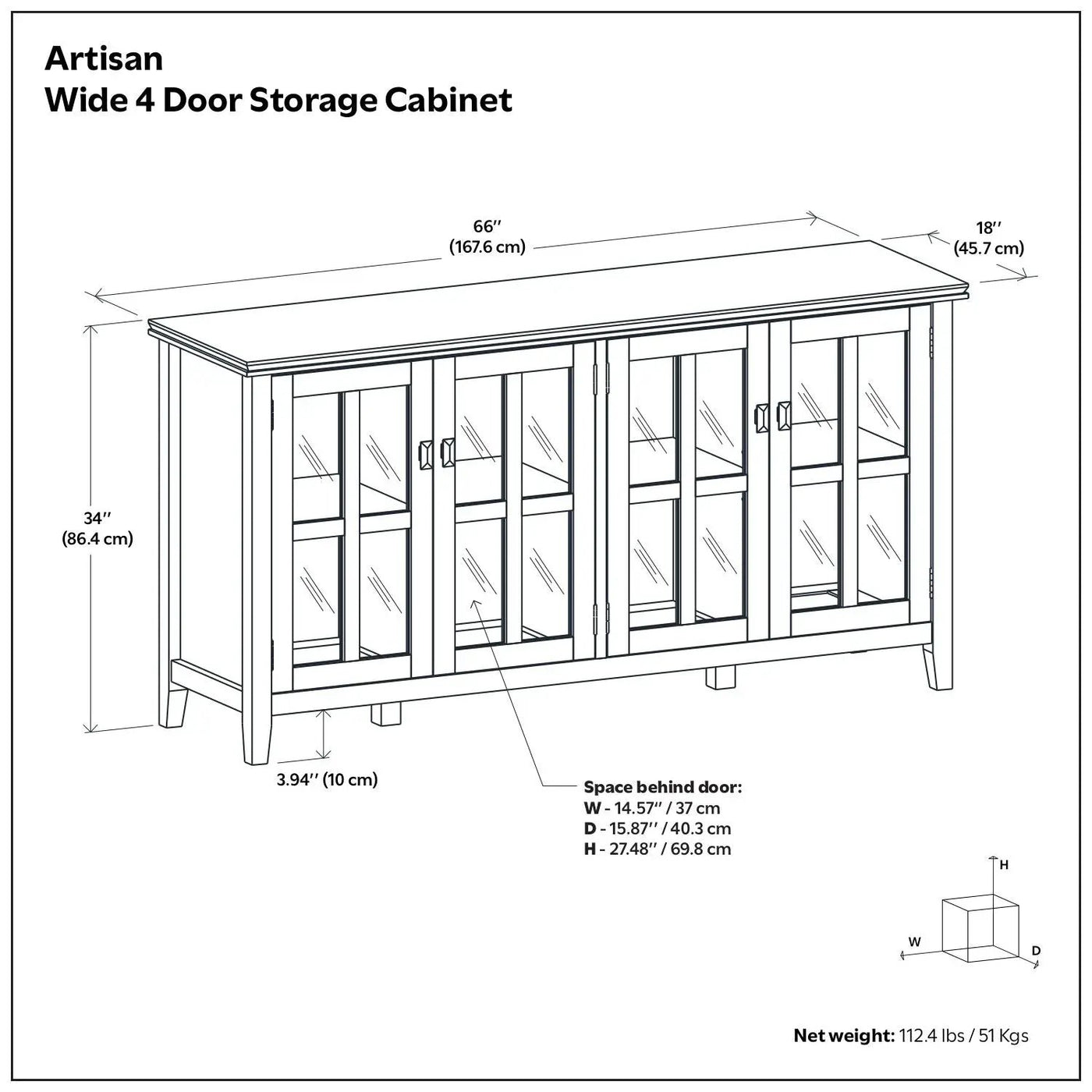 Artisan - Handcrafted Wide 4 Door Storage Cabinet by HouseOfZazla