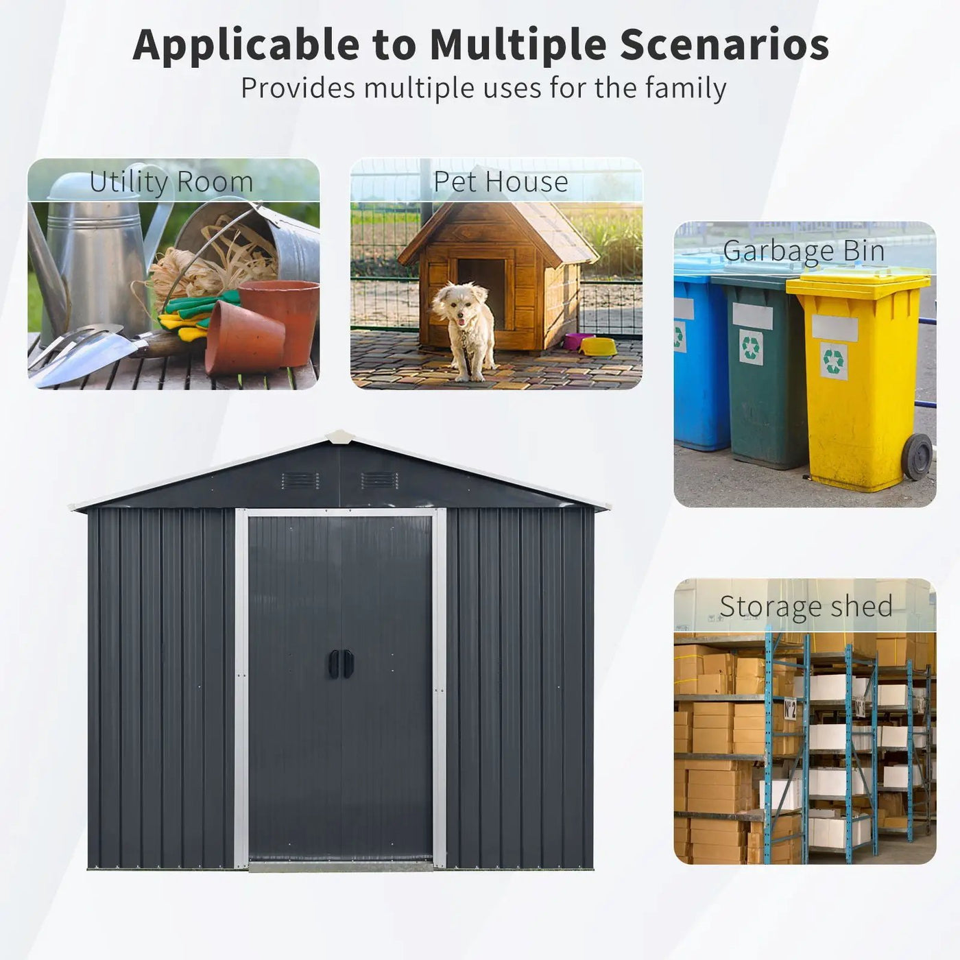 8Ft X 4Ft Outdoor Metal Storage Shed With Window And Metal Foundation For Backyard, Patio, Lawn by HouseOfZazla