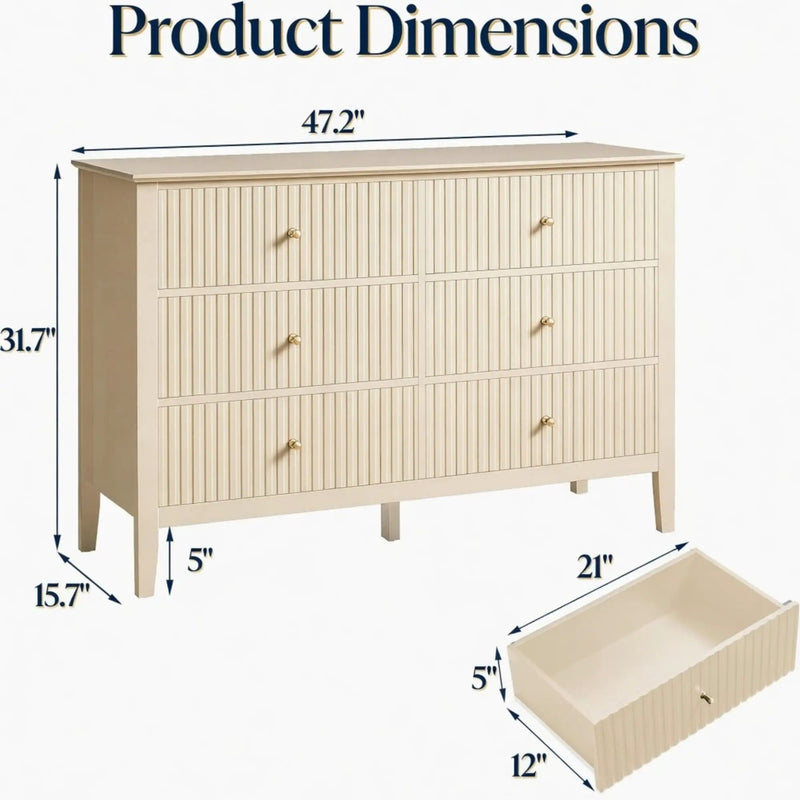 Modern 6 Drawer Fluted Dresser by HouseOfZazla