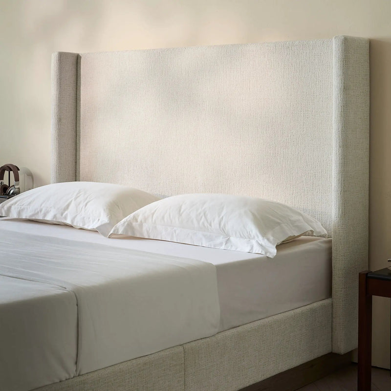 Hosford - Minimalist Upholstered Wingback Bed With Wood Base Platform